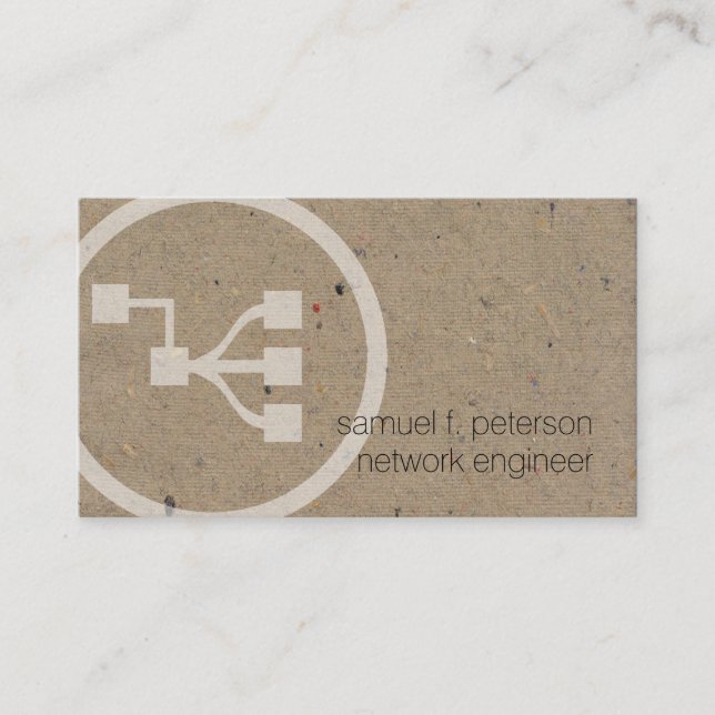 Network Engineer Network Points Icon Natural Paper Business Card (Front)