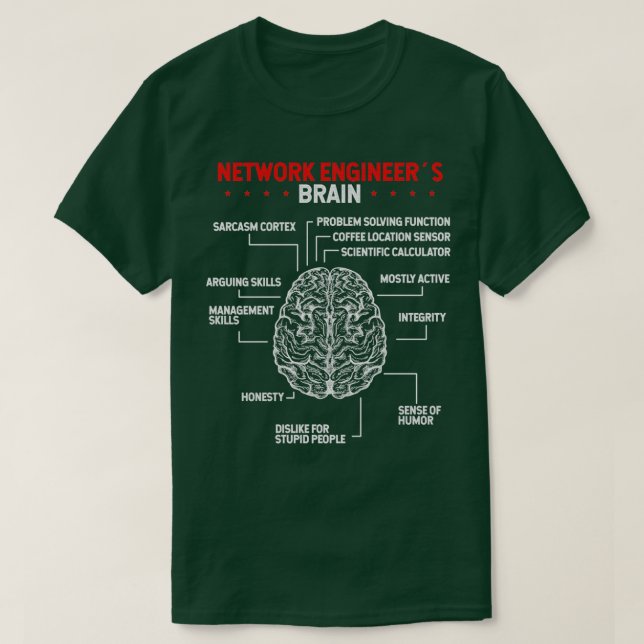 Network Engineering Brain Server Network Engineer T-Shirt (Design Front)