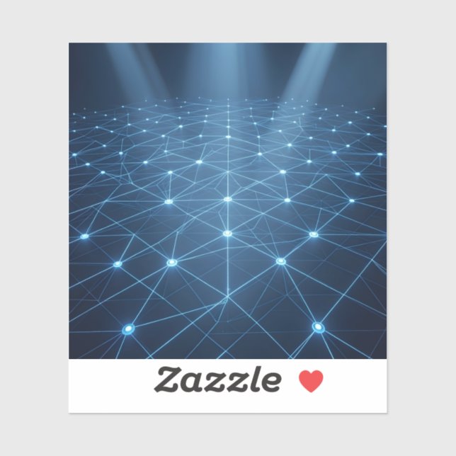 Network Grid – Digital Network Art Square Sticker (Sheet)