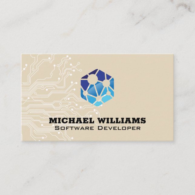 Network Logo | Circuitry | Tech Engineer Business Card (Front)