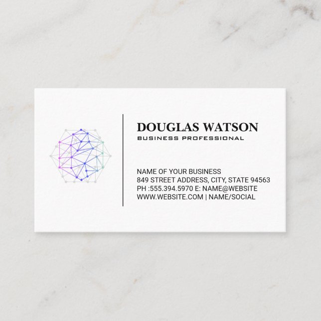 Network Modern Colorful Tech Logo Business Card (Front)