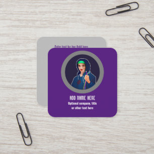 Network Security and Pen Testing - Female Engineer Square Business Card