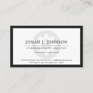 Network Security   Minimal Style BW Blk Bdr Business Card