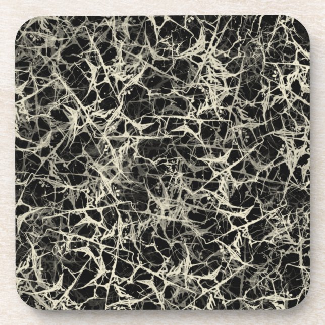 Networking Neurons on Black - seamless pattern.   Beverage Coaster (Front)
