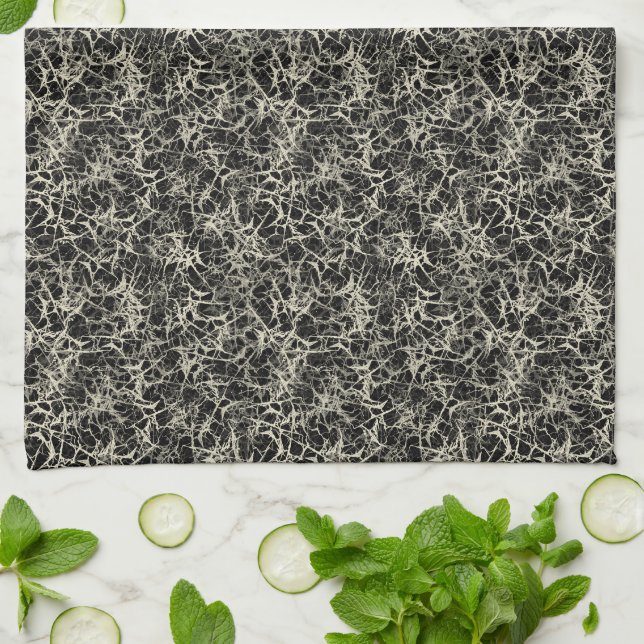 Networking Neurons on Black - seamless pattern.    Kitchen Towel (Folded)