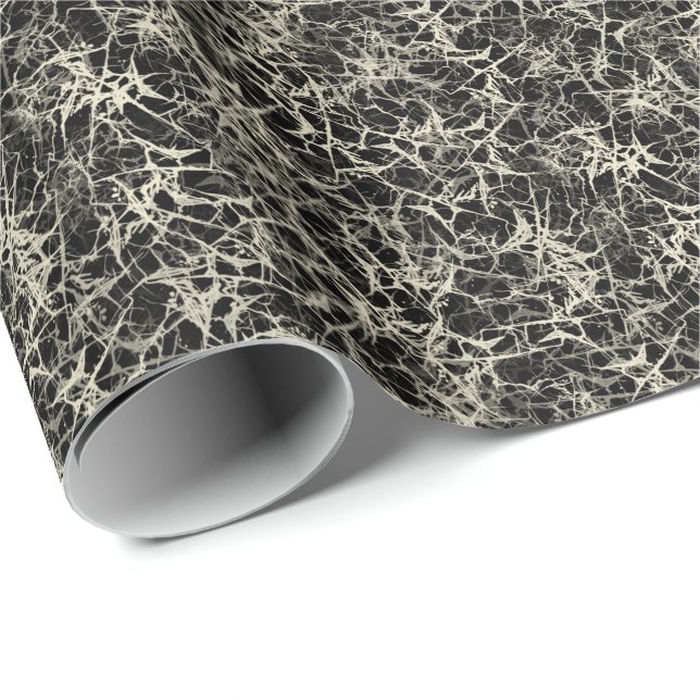 Networking Neurons on Black - seamless pattern.   Wrapping Paper (Roll Corner)