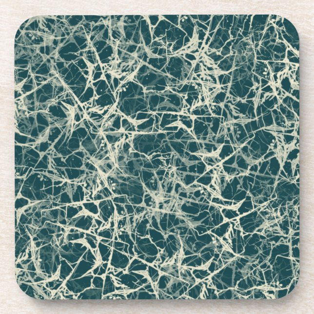 Networking Neurons on Teal - seamless pattern. Beverage Coaster (Front)