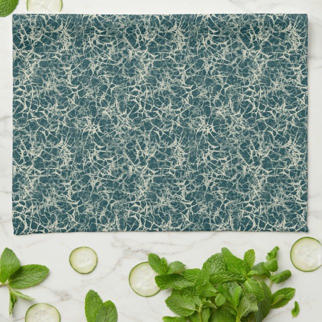 Networking Neurons on Teal - seamless pattern.  Kitchen Towel (Folded)