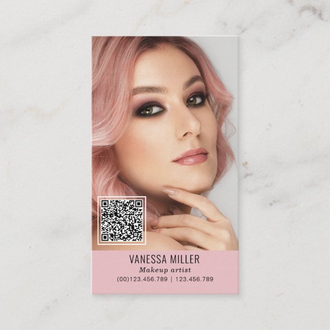 Networking QR code makeup artist vertical photo Bu Business Card (Front)