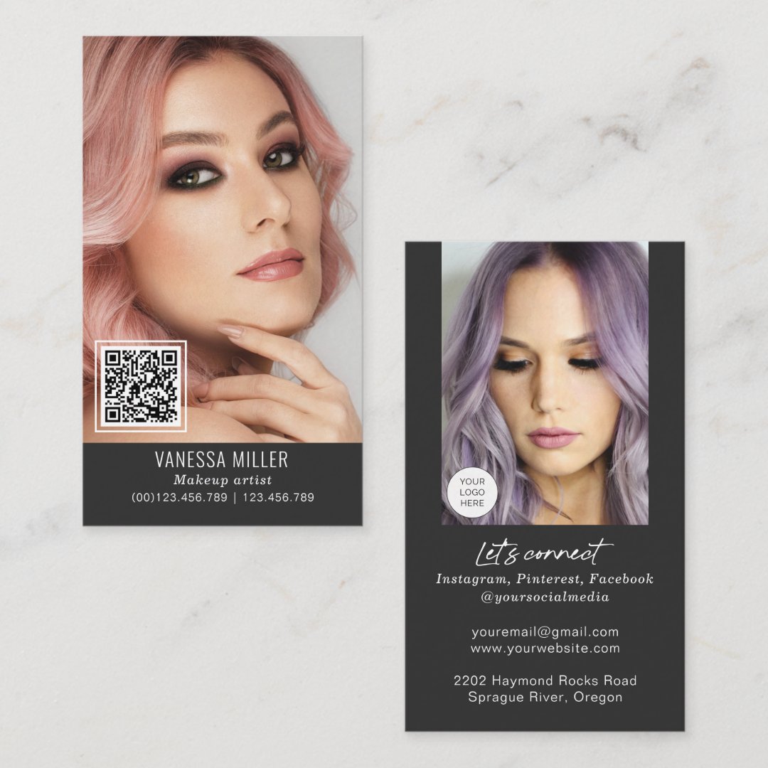 Networking QR code makeup artist vertical photo Bu Business Card | Zazzle