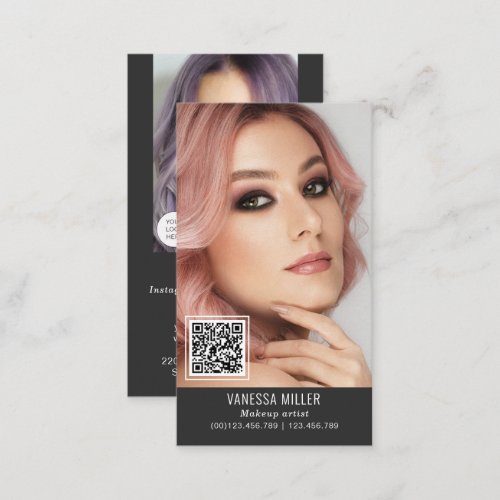 Networking QR code makeup artist vertical photo Bu Business Card
