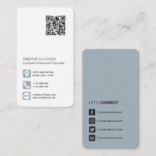 Networking QR code simple social media dusty blue  Business Card