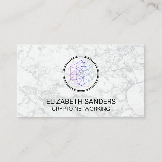 Networking Technology | Marble Background Business Card (Front)