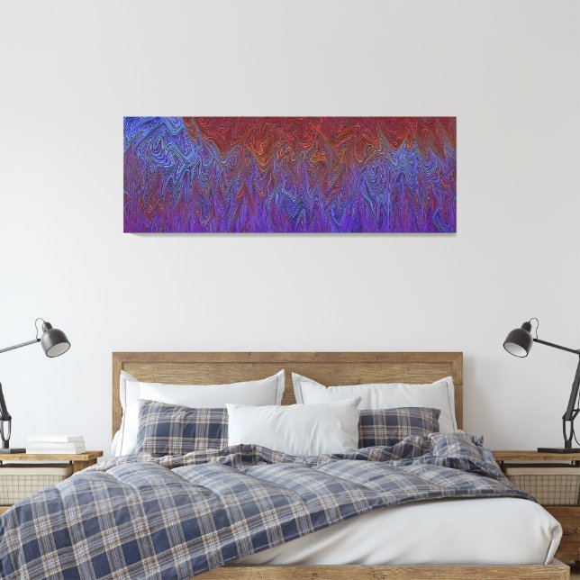 "Neural Firestorm" Abstract” Red Blue Canvas Print (Insitu(Bedroom))
