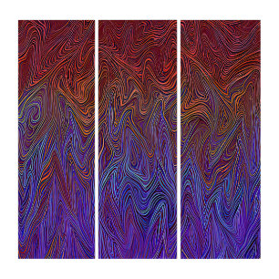 "Neural Firestorm" Abstract” Red Blue Triptych