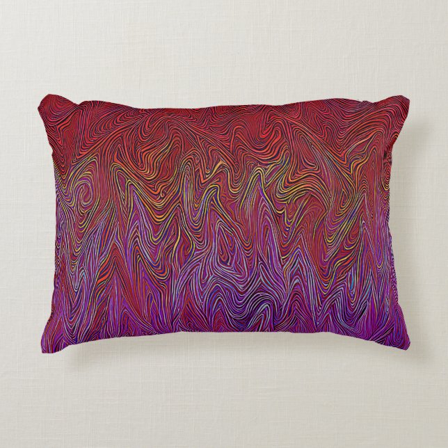"Neural Firestorm" Abstract” Red Purple Accent Pillow (Front)