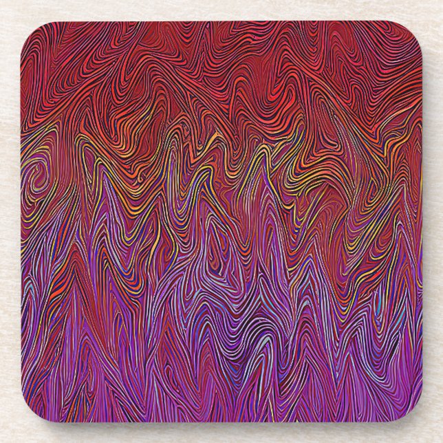 "Neural Firestorm" Abstract” Red Purple Beverage Coaster (Front)