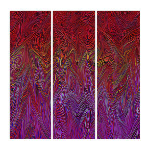 "Neural Firestorm" Abstract” Red Purple Triptych
