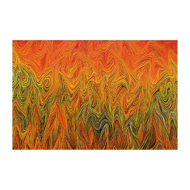 "Neural Firestorm" Abstract Yellow Orange Acrylic Print (Front)