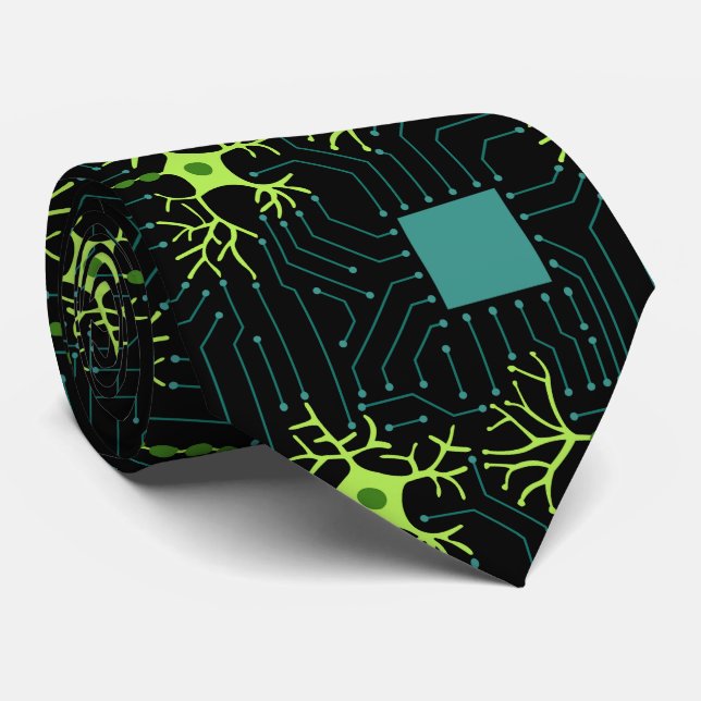 Neural Network - Black Neck Tie (Rolled)