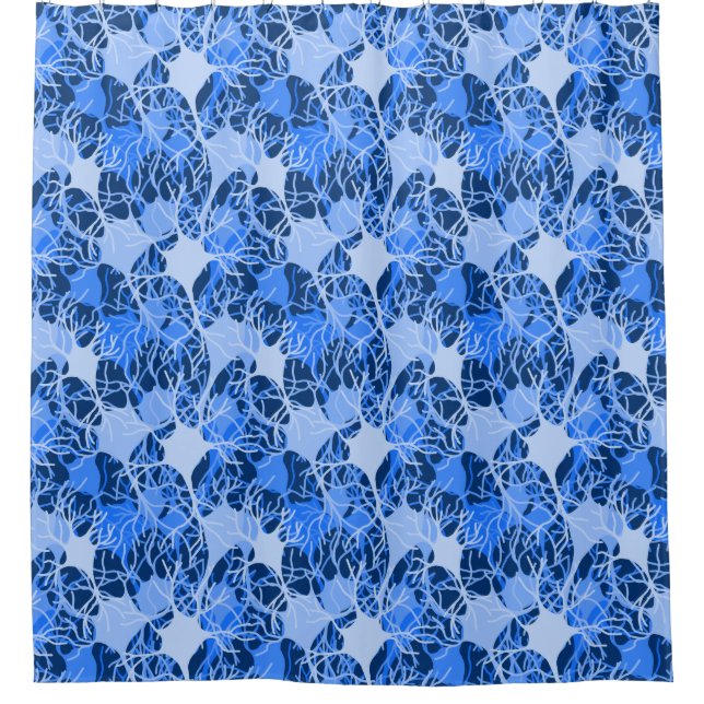 Neural Network Blue Neurons Shower Curtain (Front)