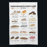 Neural network cookies kitchen towel<br><div class="desc">These are 15 cookies designed by a neural network that was trying to imitate existing cookie recipe names,  and illustrated by Janelle Shane for aiweirdness.com

Blog post: https://aiweirdness.com/post/183140625647/how-a-neural-net-makes-cookies</div>