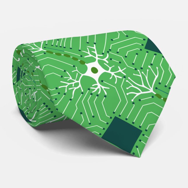 Neural Network - Green Neck Tie (Rolled)
