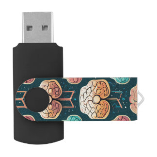 Neural Network Illustrated Tech Brain USB Drive