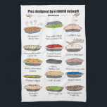 Neural network pies kitchen towel<br><div class="desc">Illustrations of 15 pies designed by a neural network</div>