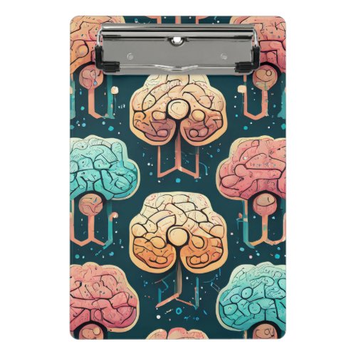 Neural Network Pink Green Tech Brain Mini Clipboard