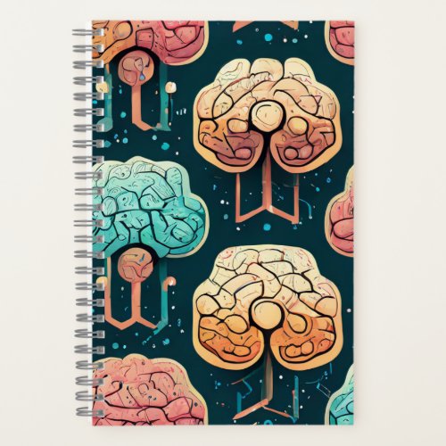 Neural Network Pink Green Tech Brain Notebook
