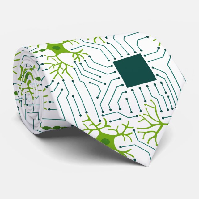 Neural Network - White Neck Tie (Rolled)