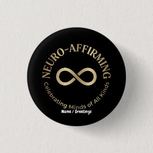 Neuro Affirming Rainbow Infinity Art Neurodiverse Button