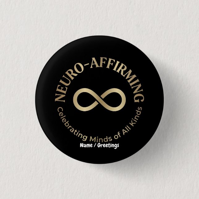 Neuro Affirming Rainbow Infinity Art Neurodiverse Button (Front)