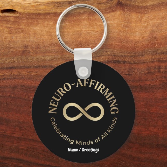 Neuro Affirming Rainbow Infinity Art Neurodiverse Keychain (Front)