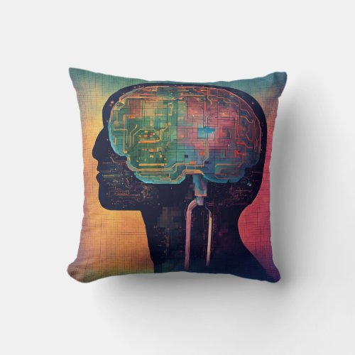 Neuro_Circuitry Digital Brainwave Evolution Throw Pillow