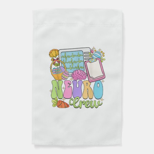 Neuro Crew Happy Easter Day Hoppy Neurology Nurse  Garden Flag