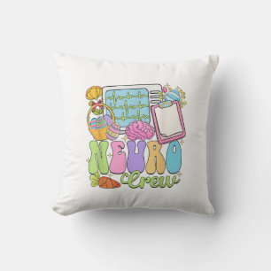 Neuro Crew Happy Easter Day Hoppy Neurology Nurse  Throw Pillow