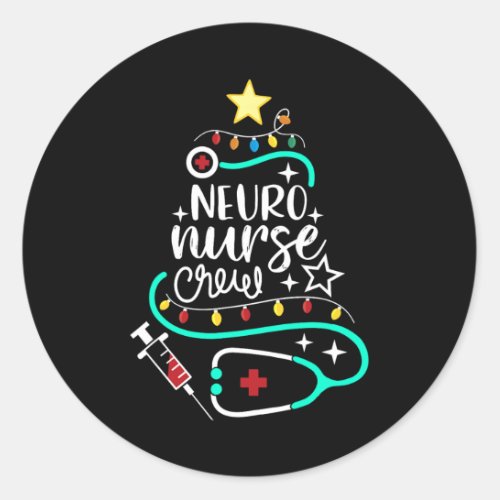 Neuro Nurse Crew Gift Merry Christmas Neurology Nu Classic Round Sticker