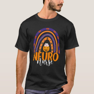 Neuro Nurse Rainbow Halloween Pumpkin Neuroscience T-Shirt