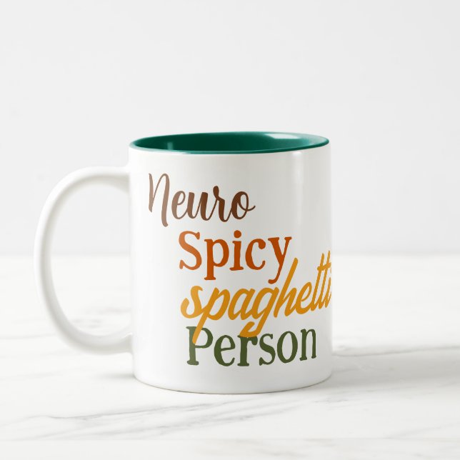 Neuro Spicy Spaghetti Person  Two-Tone Coffee Mug (Left)