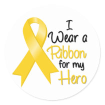 Neuroblastoma Cancer I Wear a Ribbon For My Hero Classic Round Sticker