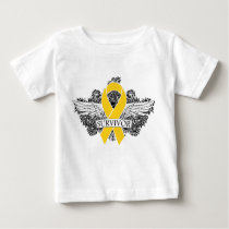 Neuroblastoma Cancer SURVIVOR Winged Ribbon Baby T-Shirt