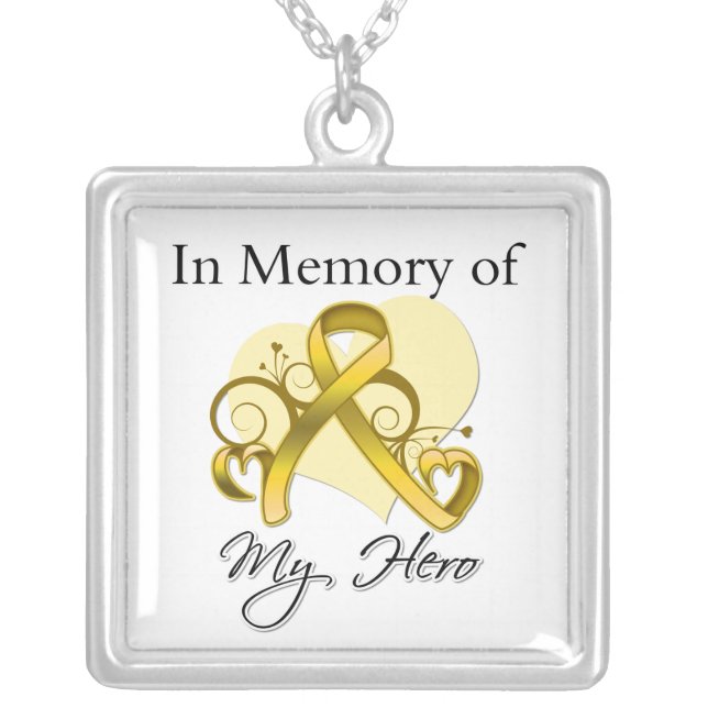 Neuroblastoma - In Memory of My Hero Silver Plated Necklace (Front)