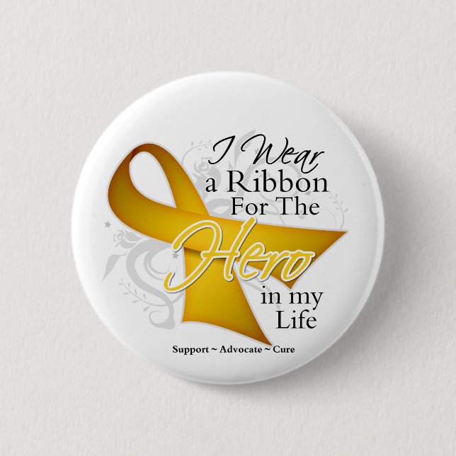 Neuroblastoma Ribbon Hero in My Life Pinback Button (Front)