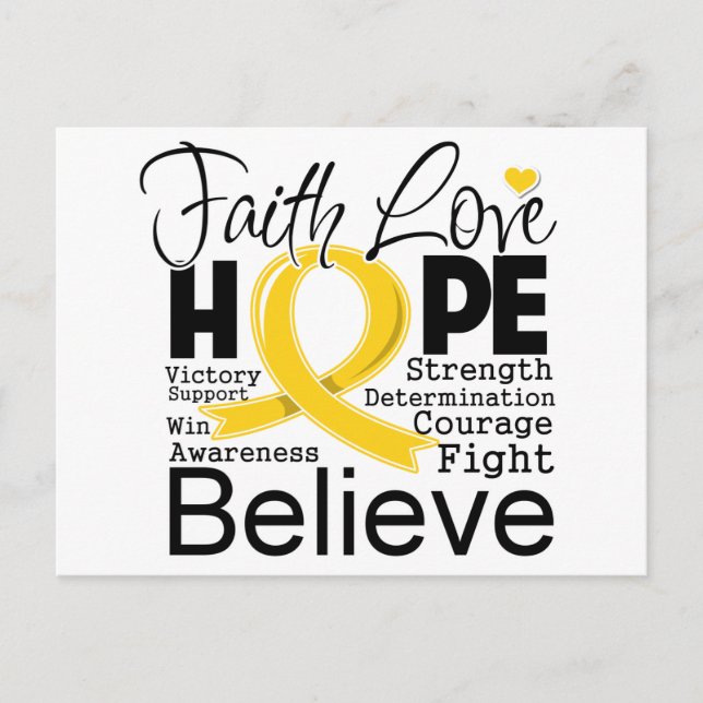 Neuroblastoma Typographic Faith Love Hope Postcard (Front)