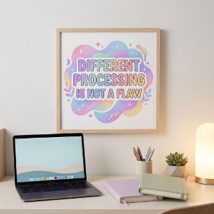 Neurodivergent Affirmation Pastel Typography Decal Poster