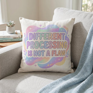 Neurodivergent Affirmation Pastel Typography  Throw Pillow