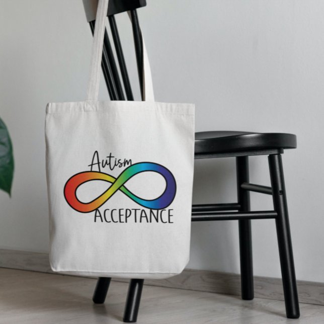 Neurodivergent Autism Acceptance Rainbow Button Tote Bag (Creator Uploaded)
