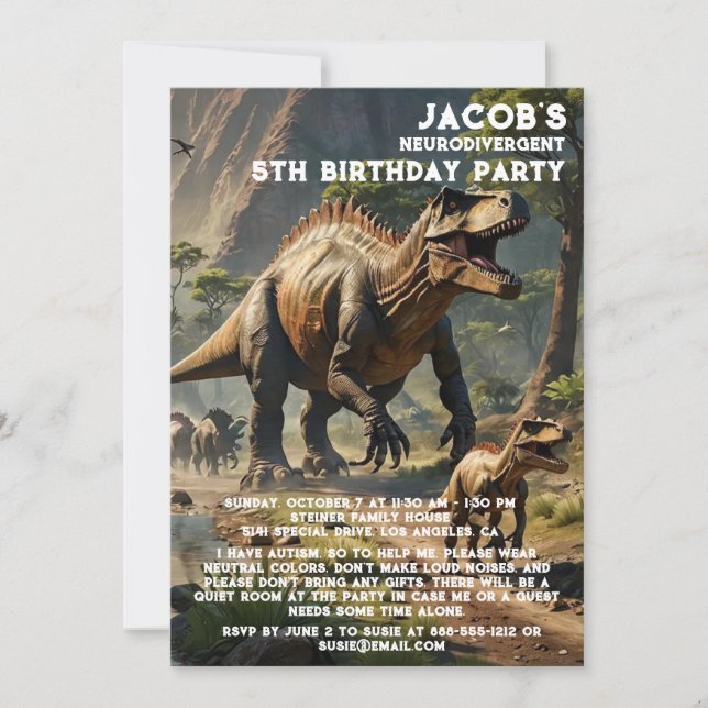 Neurodivergent Autistic Birthday Party Invitation (Front)